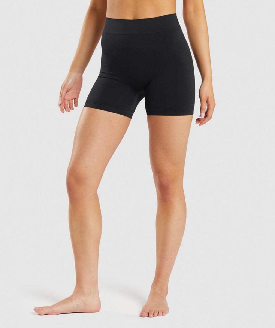 Boxer Damskie Gymshark Seamless Czarne | PL 3124GSO